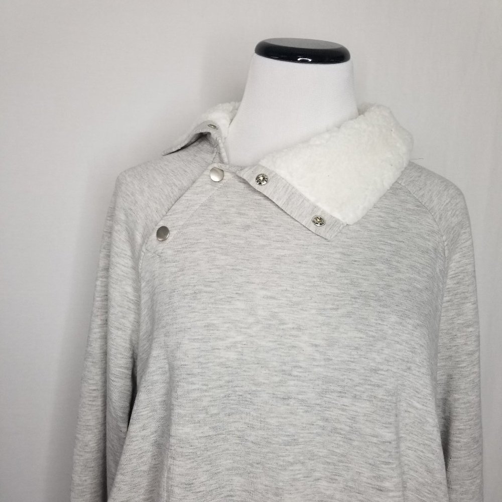 Maternity Sherpa Fleece Sweatshirt Light Gray - Picture 4 of 8